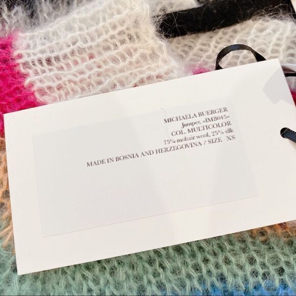 Michaela Buerger silk Mohair blend  Mock Neck Striped Sweater Multi XS - Picture 11 of 14